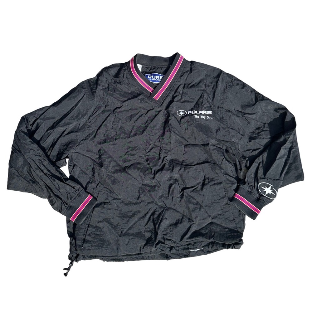 Pure Polaris The Way Out Windbreaker Pullover V-Neck Black Vintage Sportswear
